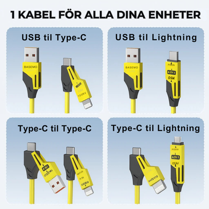 FlexiLadd™ 4-i-1 Utdragbar Laddkabel