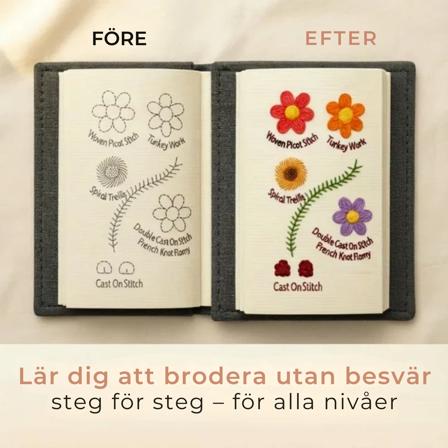 Broderibok™ – med tydliga mönster och steg-för-steg
