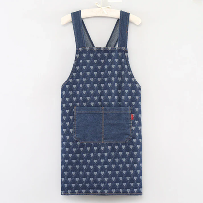 Vardagsförkläde i denim - Framficka, perfekt för vardagsbruk