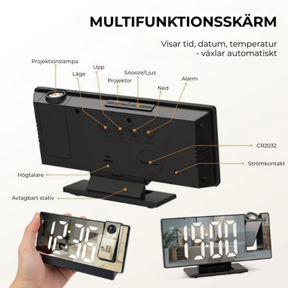 TidLjus™ | Starta dagen smartare – LED-projektionsväckarklocka för perfekt tid