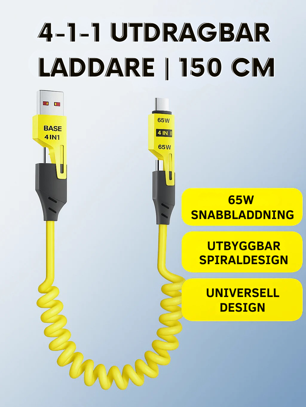FlexiLadd™ 4-i-1 Utdragbar Laddkabel
