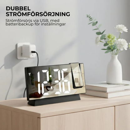 TidLjus™ | Starta dagen smartare – LED-projektionsväckarklocka för perfekt tid
