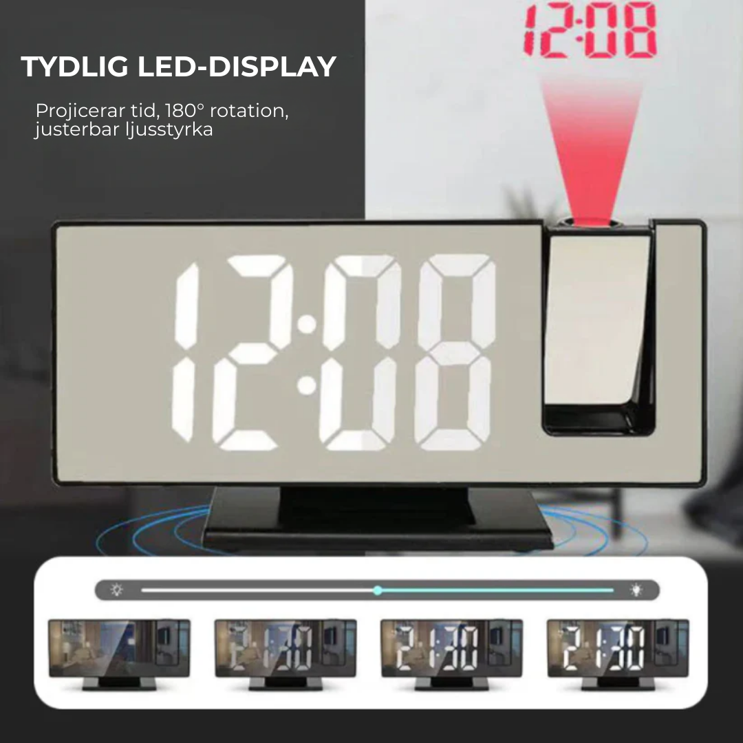 TidLjus™ | Starta dagen smartare – LED-projektionsväckarklocka för perfekt tid