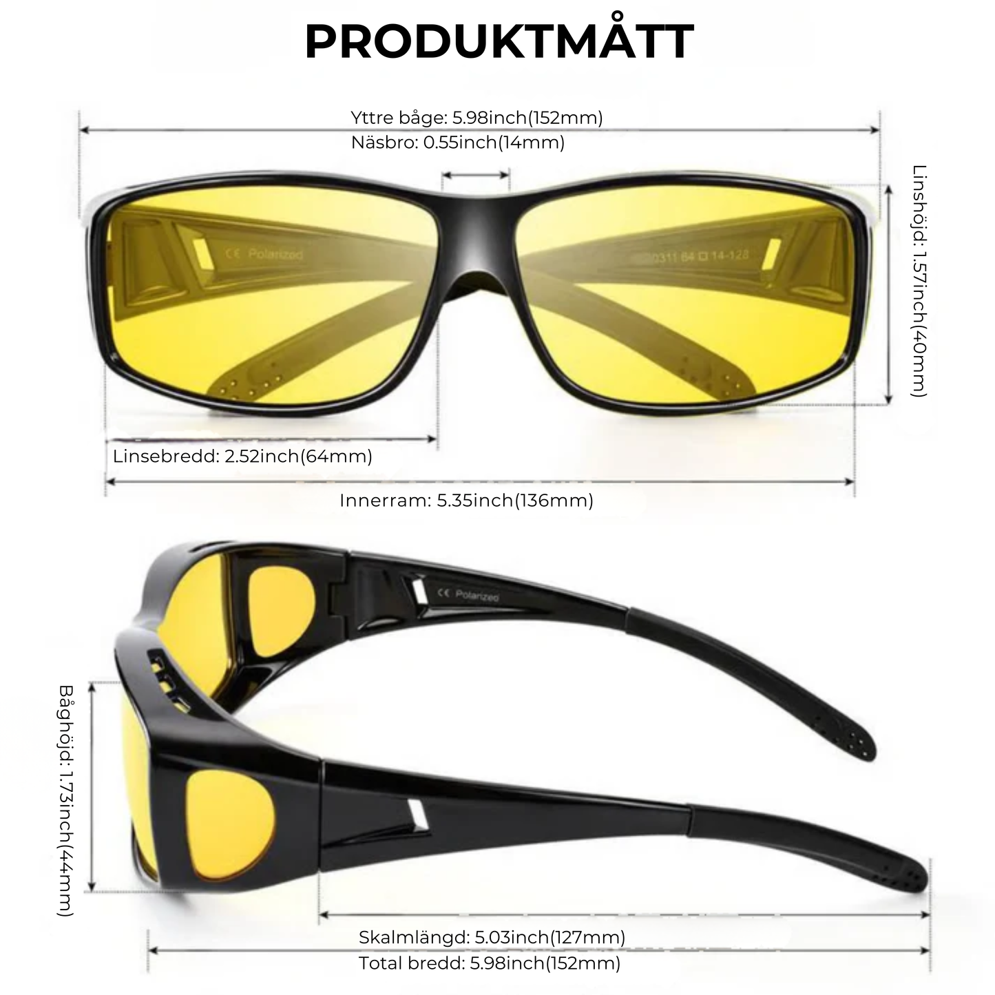 Körglasögon, antireflexbehandling, polariserade