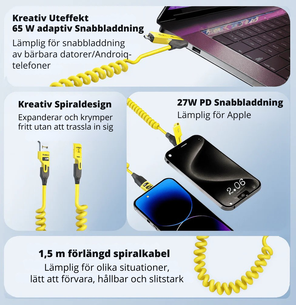 FlexiLadd™ 4-i-1 Utdragbar Laddkabel