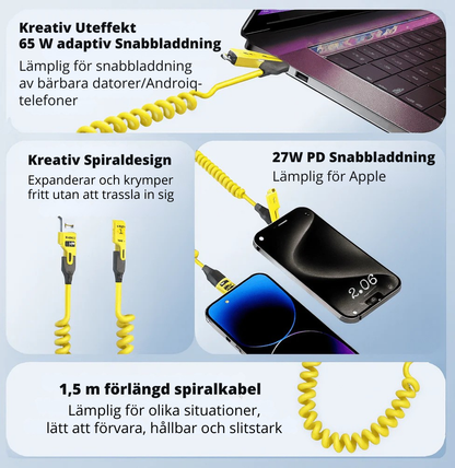 FlexiLadd™ 4-i-1 Utdragbar Laddkabel